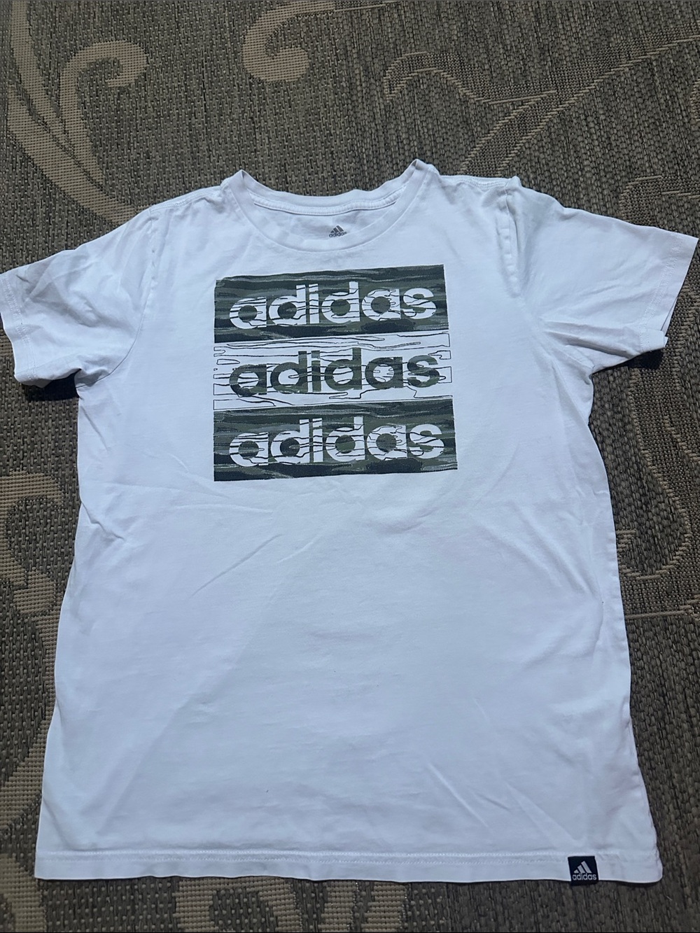 adidas White Tee with Black Logo Print